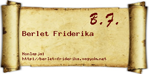 Berlet Friderika névjegykártya